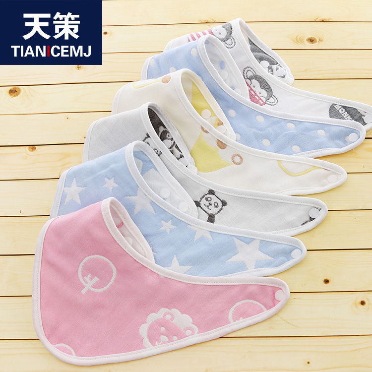 Baby saliva towel Triangle towel Cotton double snap button headscarf Baby autumn and winter children's bib bib