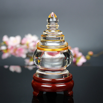 Large crystal relic pagoda with hidden ornaments for household use sealed relics and nectar pills transparent Buddhist temple Buddhist utensils