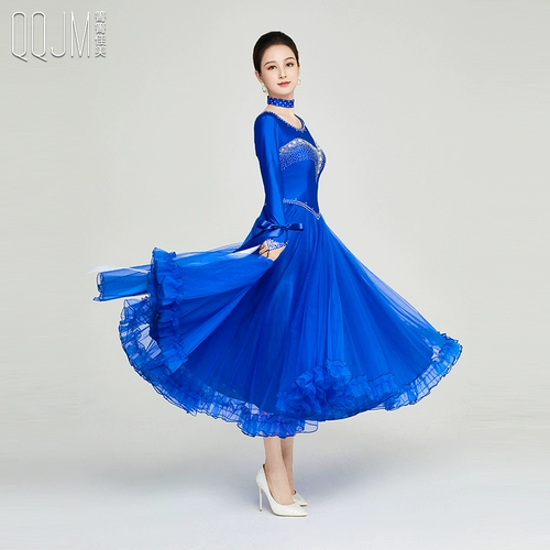 Новая юбка для современного танца, тонкое эластичное платье, вальс, социальный танец, бальные танцы, свинг-платье, платье для соревнований