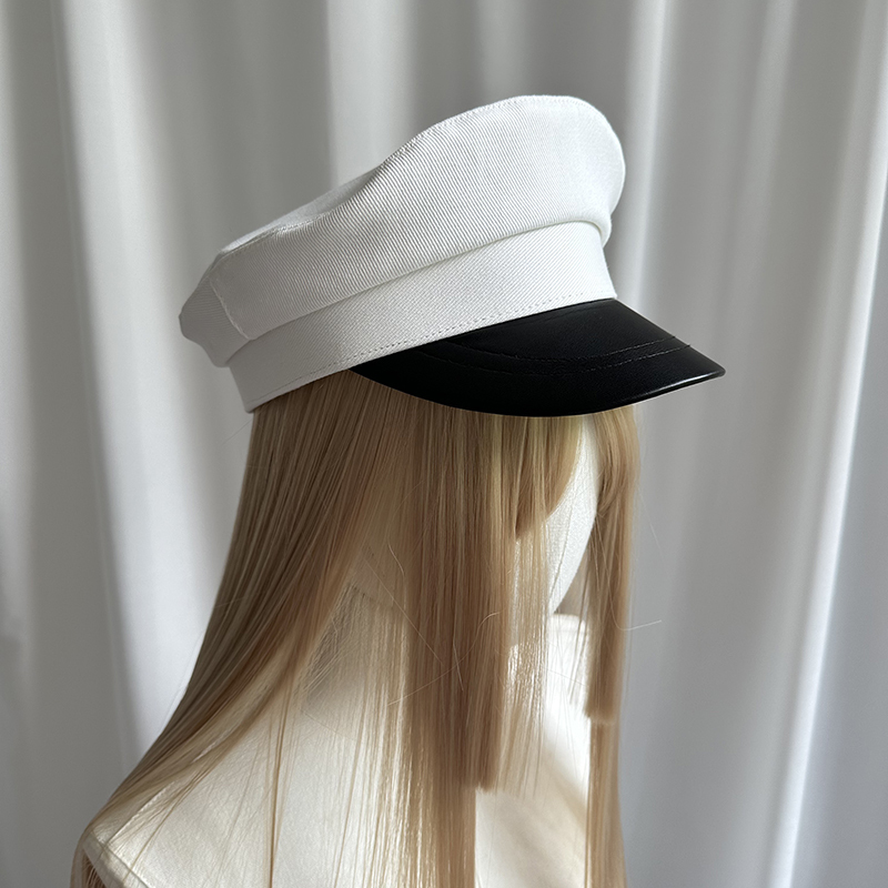 Japanese-Style Four-Season Sailor Hat, Casual Peaked Cap, Simple British Retro Style Flat-Top Captain's Hat with Color Matching