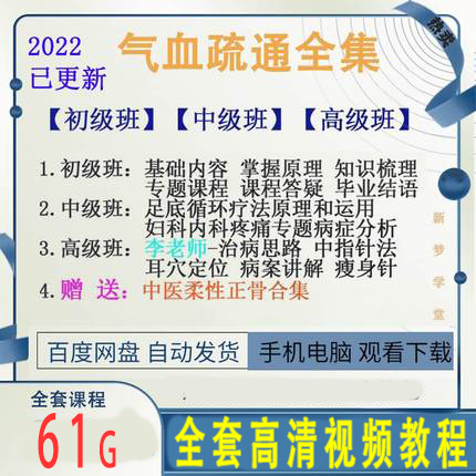 Traditional Chinese Medicine Qi Blood Dredge Liao Law First Intermediate Class Tutorial Li's Advanced Edition Course Film full set of light and positive bone