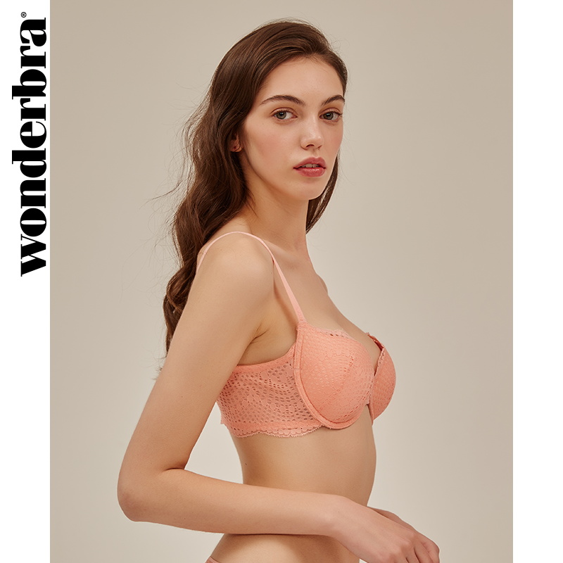 Wonderbra tươi cam đầy đủ ren sexy thoải mái rộng sườn áo ngực túi nước tinh dầu gộp áo ngực.