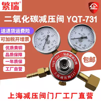 Fanrui carbon dioxide pressure reducing valve co2 meter YQT-731 full copper pressure reducer 40 liter cylinder tank pressure reduction gauge
