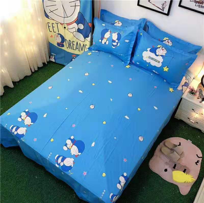 Phim hoạt hình cotton boy xe con học sinh kỹ thuật xe ba hoặc bốn bộ bông 1,5m chăn trải giường - Bộ đồ giường bốn mảnh chăn ga gối forever