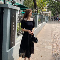 Gentle Wind Fast-style one-piece dress Summer 2021 new cashew slim knit splicing Little Balloon First Love Skirt