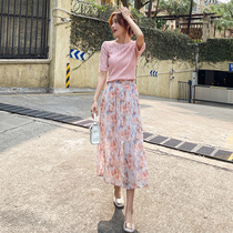 Broken Flowers Half Body Dress Woman Summer 2021 New Tightness Waist Pituality A word snowspun skirt with a slim pleasantness in a slim fit