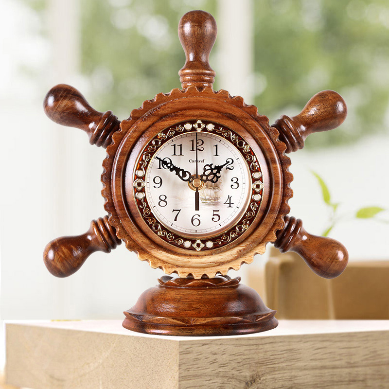 Personality creative clock Solid wood rudder clock Living room study bed head Home quartz clock decoration clock