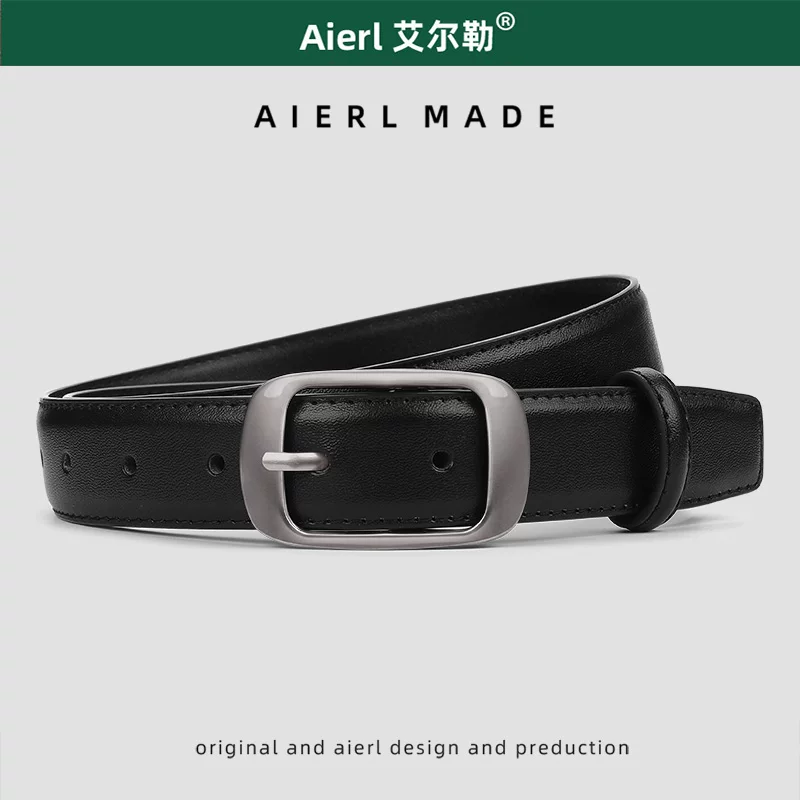 Leather belt, universal fashionable jeans, genuine leather, simple and elegant design, city style