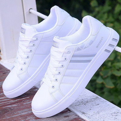 Thick-soled white shoes men's leather simple 2022 all-match breathable couple white shoes sports and leisure inner height-increasing board shoes for men