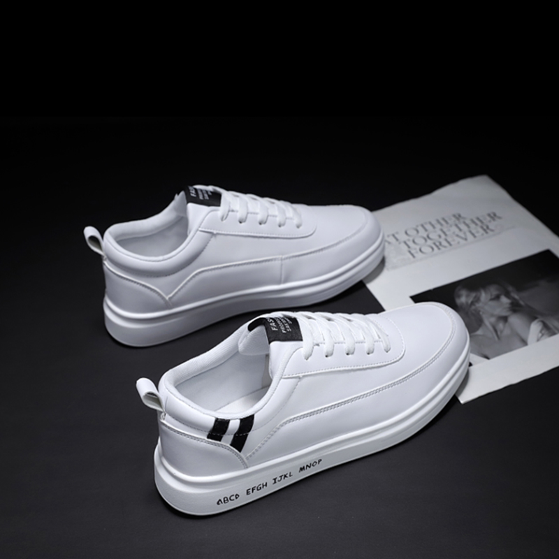 Thick sole small white shoes male leather and Korean version of breathable couples shoes male sports leisure increase plate shoes male