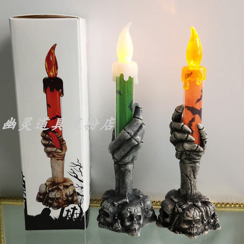 Skull Bracelet candle holder Electronic candle lamp swing piece Bar Halloween dress Room Arranged Horror Glowing Ghost Claws