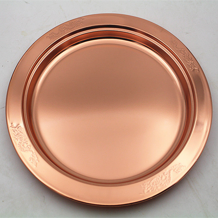 Bright Copper Products Kitchen Supplies Hotel Supplies Dinner Plate Fruit Plate Tray Hot Pot Copper Stainless Steel Tray