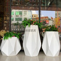FRP baking paint geometric section flower pot outdoor shopping mall creative personality diamond combination custom flower direct sales
