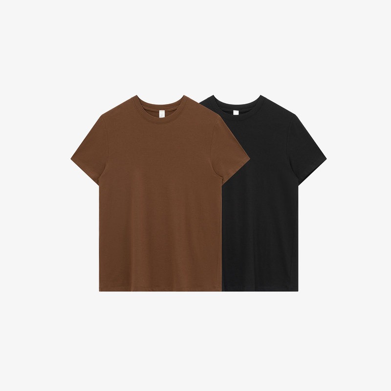 No Logo / Cream * Lenzing Tencel Australian Imported Ultra-Fine Merino Wool Fitted Crew Neck Short Sleeves