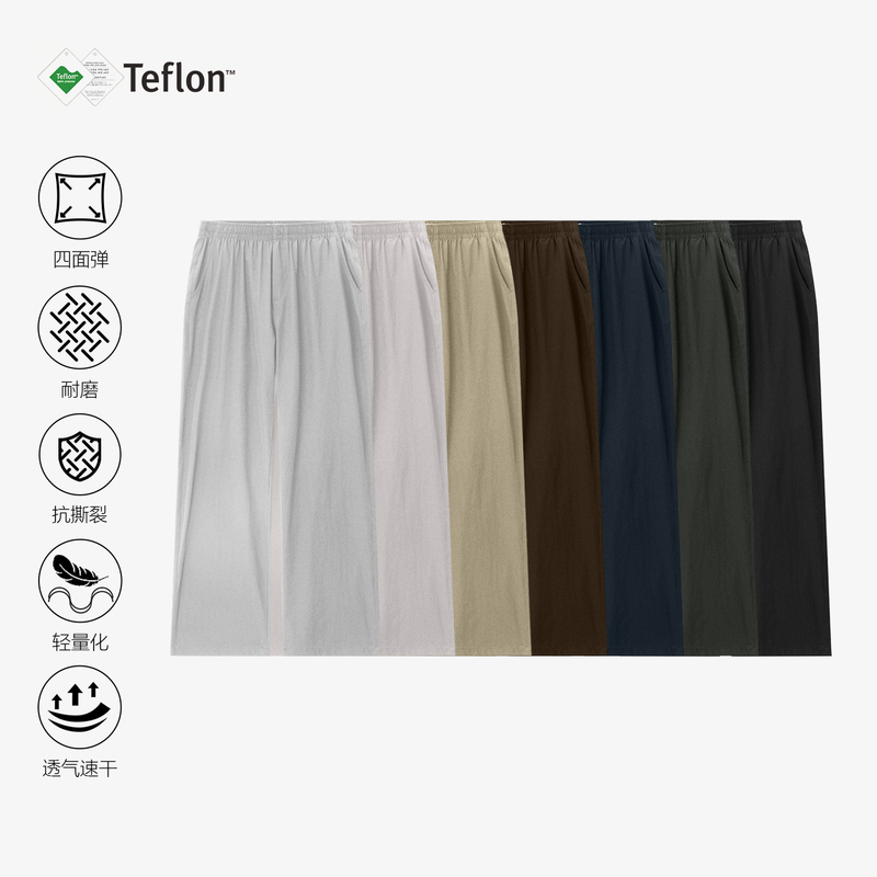 No Logo / Ripstop * Four-Way Stretch Plaid Teflon Water-Resistant Straight-Leg Loose-Fitting Commuting and Dog-Walking Pants