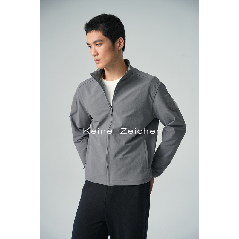 No Logo / Urban Commuting Three-Dimensional Wear-Resistant Patrol Velcro Softshell Stand Collar Zipper Commuting Softshell Jacket