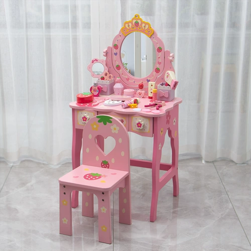 Игрушка для макияжа, детский комплект, деревянная семейная база под макияж для принцессы, коробка для косметики, лак для ногтей, подарок на день рождения