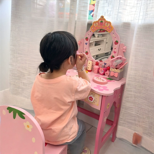 Игрушка для макияжа, детский комплект, деревянная семейная база под макияж для принцессы, коробка для косметики, лак для ногтей, подарок на день рождения