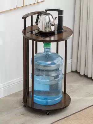 Mobile tea rack small tea cabinet rack boiling water shelf solid wood living room tea table kettle rack bucket rack rack storage rack
