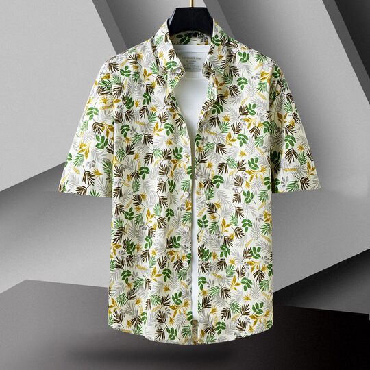 Pure cotton short-sleeved floral shirt men's summer new Korean style trendy youth casual printed shirt half-sleeved floral inch shirt