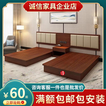 Hotel bed customization special homestay bed apartment hotel rental room double single bed hotel furniture standard room full set