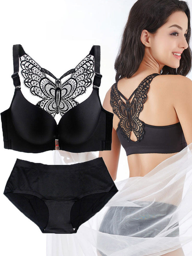 Bendies Underwear Beauty Back Female Large Size Front Buttoned Bra Fat Mm Poly Woo Sexy Closeted Breast Coated Butterfly Back Smear