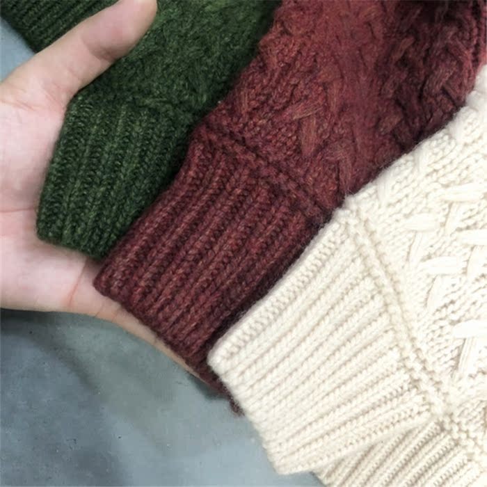 Áo len mẹ handmade mùa đông đơn giản Slim áo len ấm áp Đàn ông mỏng cổ tròn áo len đan áo len áo thun nam tay dài