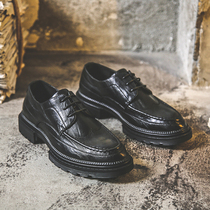 Summer Bullock Leather Shoes Men Business Positive Dress Casual Black Genuine Leather Breathable Shoes Ingléen Men Young Mens Shoes