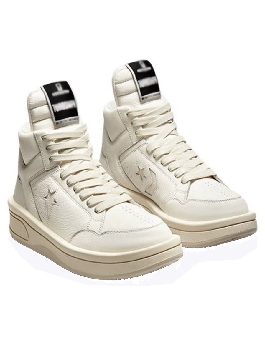 Высокие кроссовки Rick Owens Converse на кожаной основе с толстой подошвой