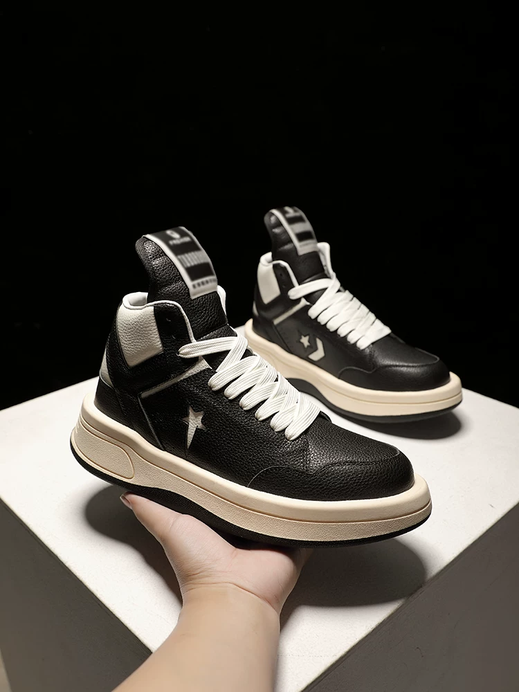 Высокие кроссовки Rick Owens Converse на кожаной основе с толстой подошвой