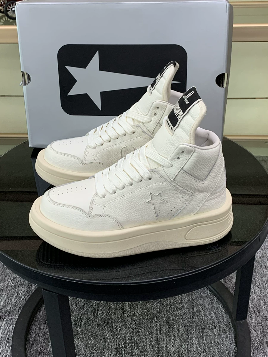 Высокие кроссовки Rick Owens Converse на кожаной основе с толстой подошвой