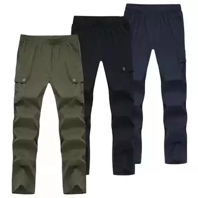 Spring and summer multi-pocket straight overalls Army fans outdoor sports quick-drying large size trousers