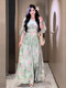 Plus-Size French Floral Sweet and Fairy-Like Suit for Women, Summer Slimming Vacation Beach Top and Skirt Two-Piece Set