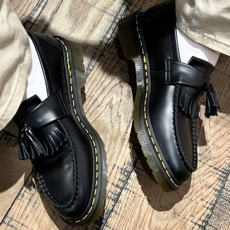New 1461 Martin Shoes for Men + Slip-On + Tassel Loafers for Women, Genuine Leather Low-Top Thick-Soled Small Leather Shoes, British Style