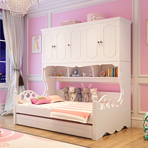 Childrens bed Boy girl child single bed Princess bed 1 5 meters 1 2 multi-function space-saving wardrobe bed All-in-one