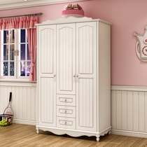 Solid wood pastoral Korean wardrobe European-style assembled wooden four-door integral large wardrobe three-door storage cabinet wardrobe