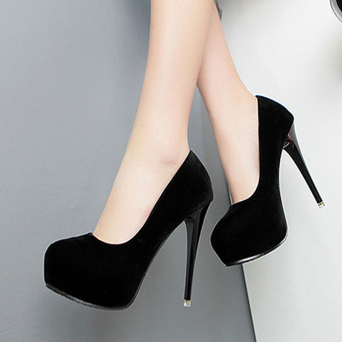12cm Black Ultra-High Heel Stiletto Suede Waterproof Platform Sexy Spring and Autumn Round Toe Ol Office Work Women's Shoes 12cm Black Ultra-High Heel Stiletto Suede Waterproof Platform Sexy Spring and Autumn Round Toe Ol Office Work Women's Shoes