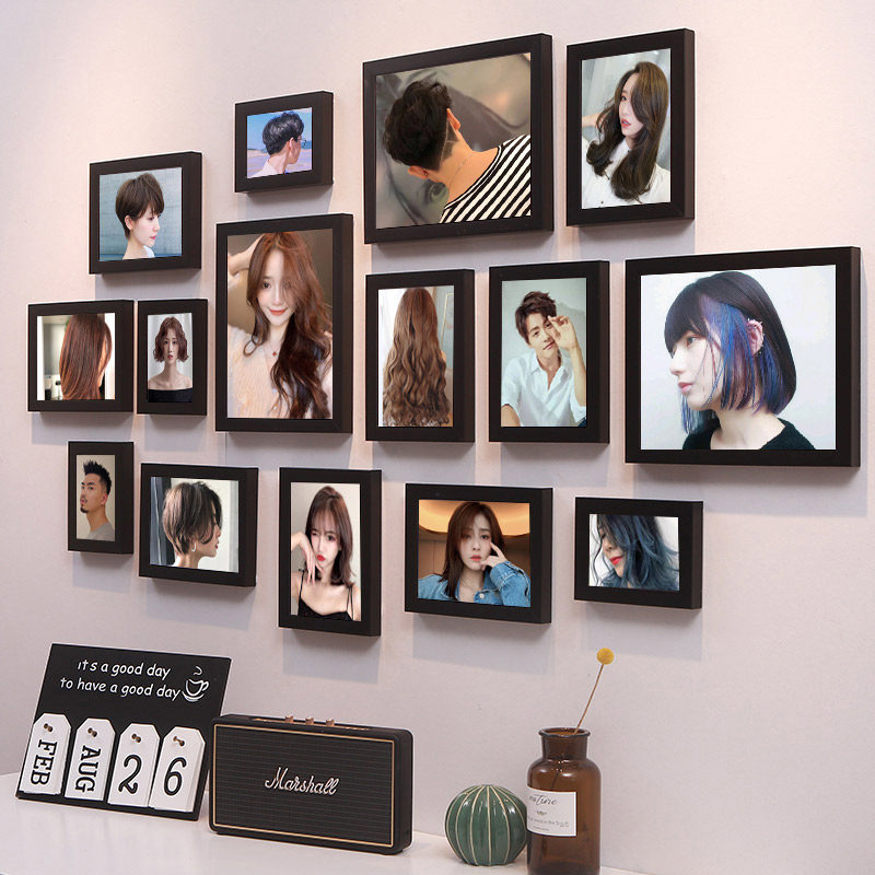 Hair salon decoration hanging painting hair salon retro hairstyle picture wall painting Li Kun shop photo frame combination background wall decoration