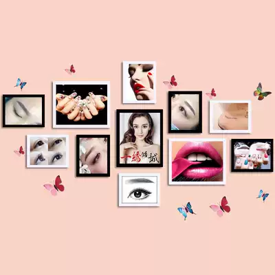 Nail art eyelash photo wall Nail shop decoration background wall tattoo eyebrow and eye pattern semi-permanent poster promotional picture frame