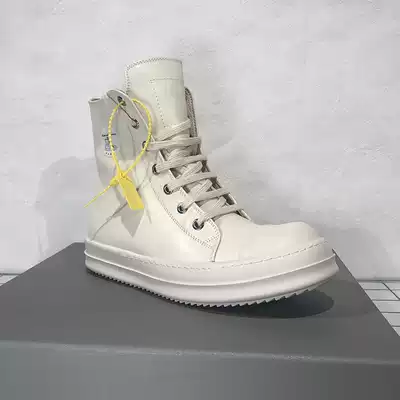 Round Owens high shoes men's leather 19ss white cream thick bottom couple board shoes short boots ro shoes ro shoes women