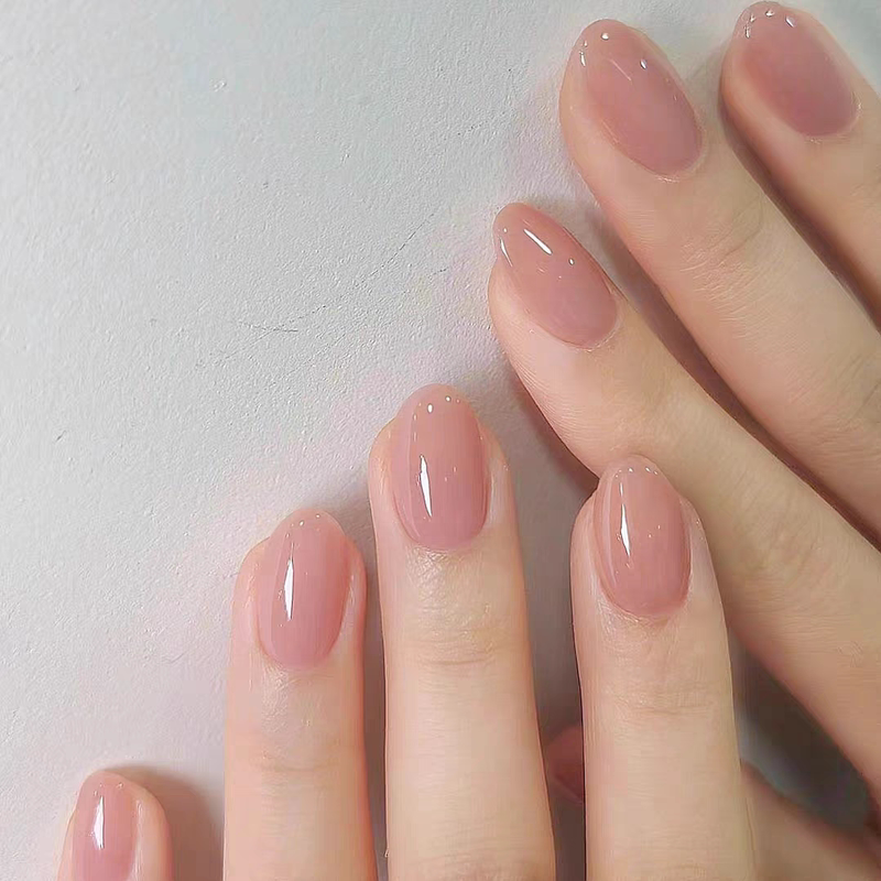 Handmade Nails in Nude Pink, Pure and Simple, with a High-End Feel, Gentle and Complexion-Enhancing, Nail Patches in Solid Color, Short Fake Nails