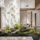 Simulated paddle green plant landscaping wabi-sabi style hotel shopping mall window decoration floor-standing fiberglass plant landscape ornaments