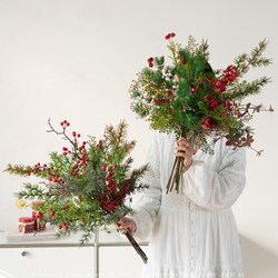 Artificial Flowers, Fresh Green Pine Needles, Large Bouquet, Artificial Hand-Held Flowers, Indoor Hotel Studio Props, Decorative Flowers
