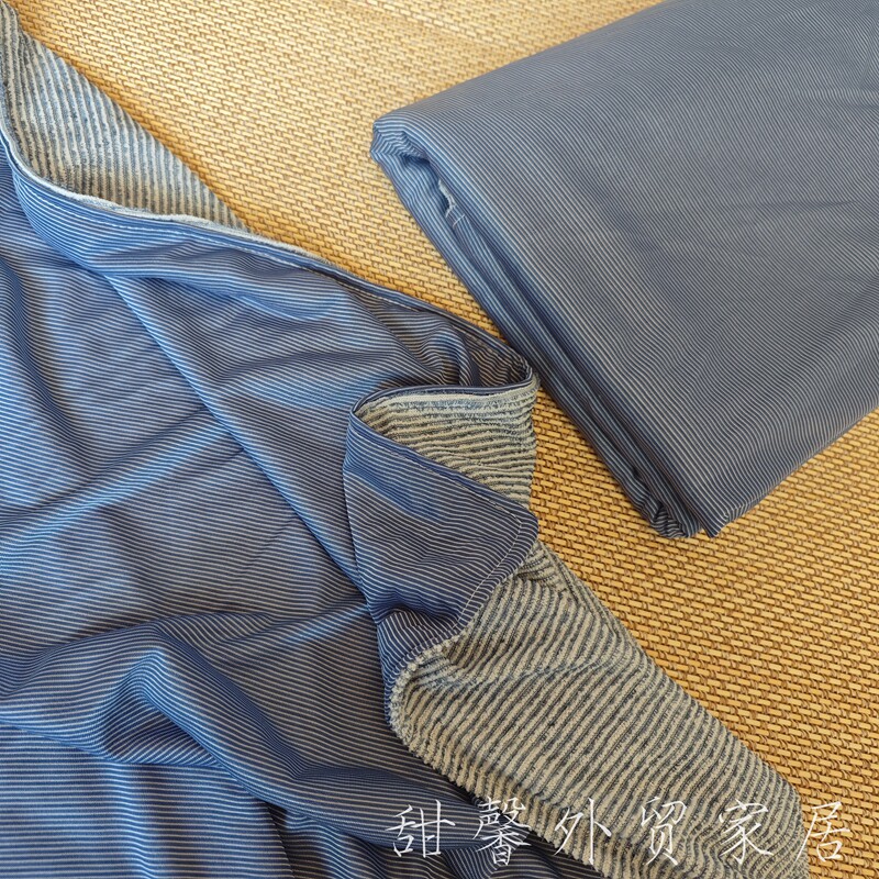 Soft and cool glide Japanese blanket temperament small blue strips Cold Feel Hair Circles 150x200 Office Lunch Break Blanket-Taobao