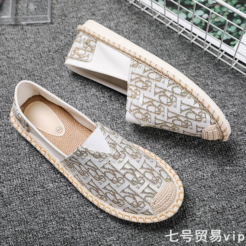 Old Beijing cloth shoes men's 2022 summer breathable linen canvas shoes a pedal lazy casual fisherman beanie grass shoes