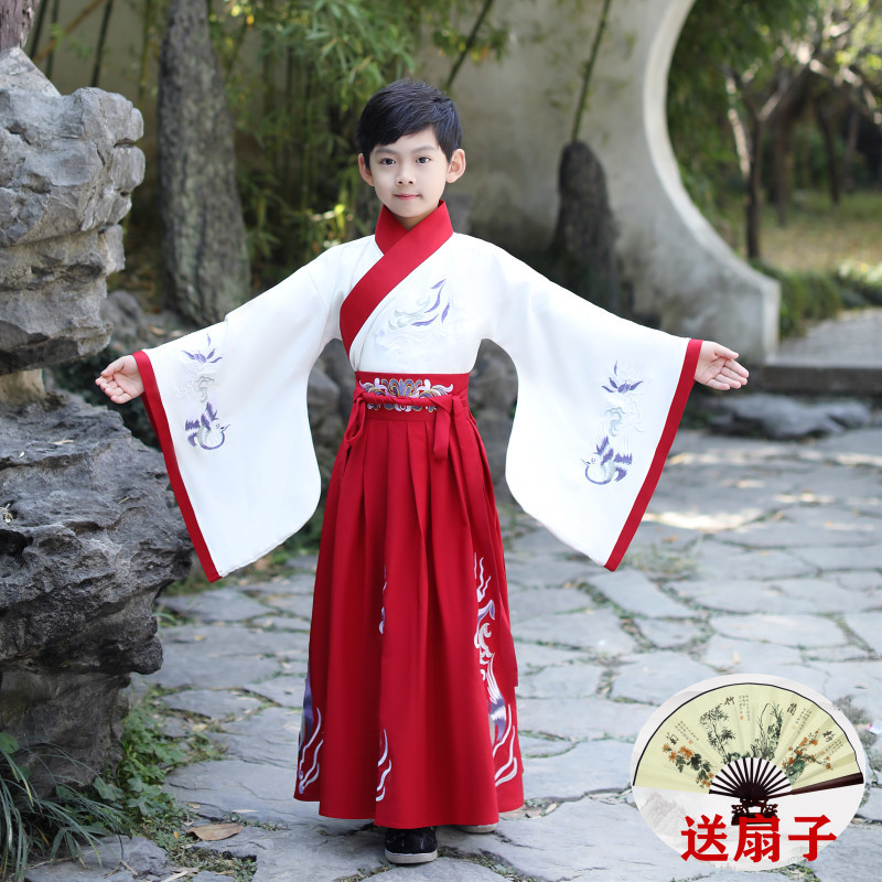 Boy hanfu chinese style ancient swordsman costume children Tang suit boy traditional Chinese costume little schoolboy performance costume 