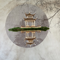 Garden ancient building model new Chinese Zen wooden ornaments handicraft assembly soft hanging jewelry pendants