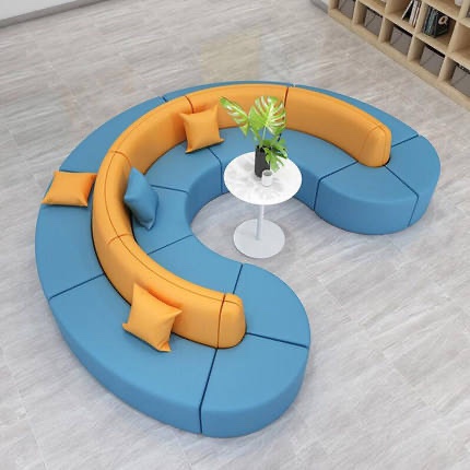 Creative training institution reading room kindergarten reception reception waiting for rest simple modern curved sofa coffee table