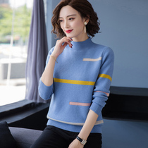 Semi-high collar one-piece velvet sweater women loose wear autumn and winter 2021 New thick inner with short knitted base shirt
