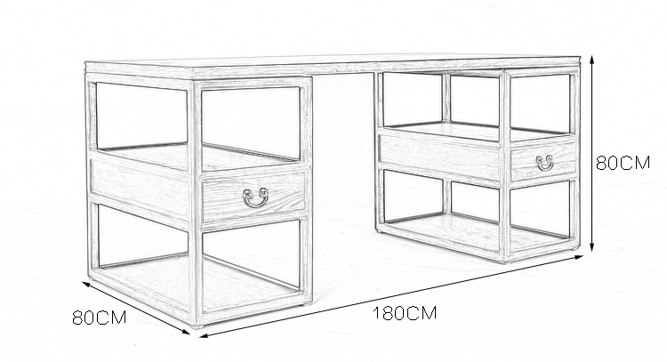 Bàn làm việc cũ Elm Toàn bộ Bộ bàn ghế phòng học Mới Trung Quốc Gỗ rắn Zen Đen Walnut Bàn vẽ trường hợp noi that thong minh